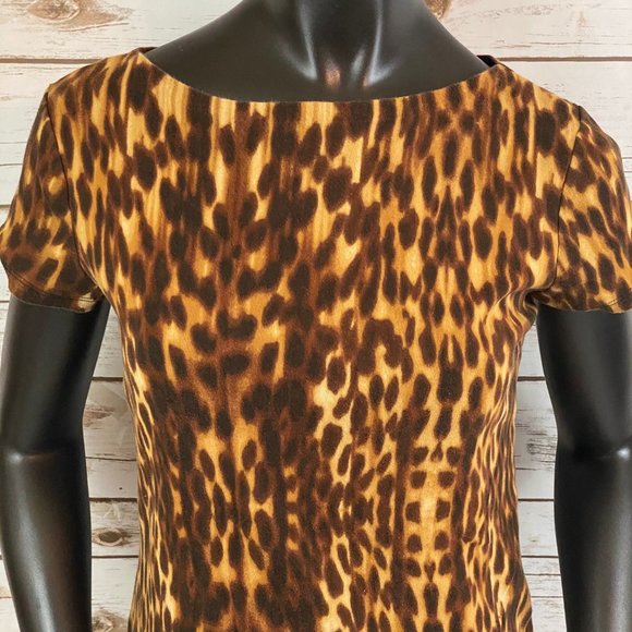 Jones New York Animal Print Blouse Short Sleeve Dressy Super Soft Women's Size M - Picture 3 of 7
